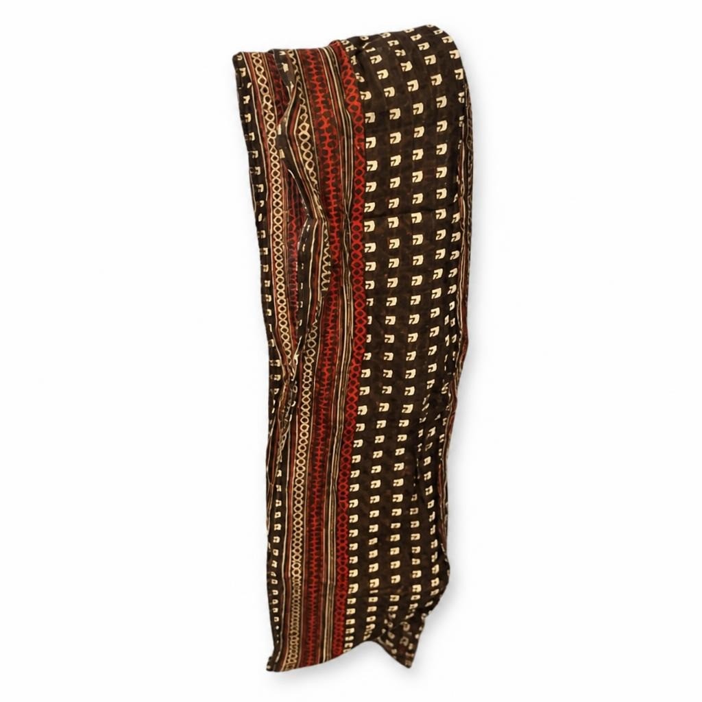 Ethnic print long scarf/wrap, brown multicolor - second-hand at Why Go Less, Dekwaneh, Lebanon