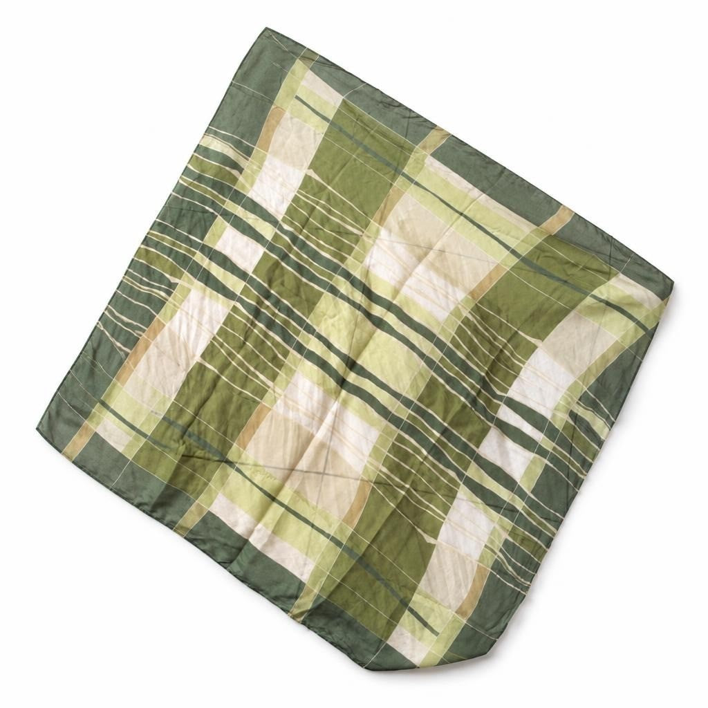 Green plaid/check lightweight cotton fabric - second-hand at Why Go Less, Dekwaneh, Lebanon