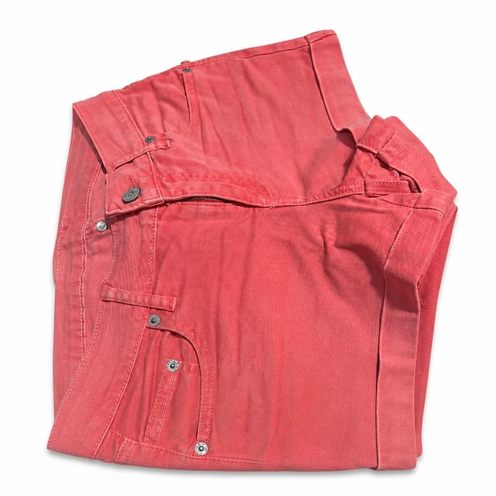 Coral red denim jacket, size unknown - second-hand at Why Go Less, Dekwaneh, Lebanon