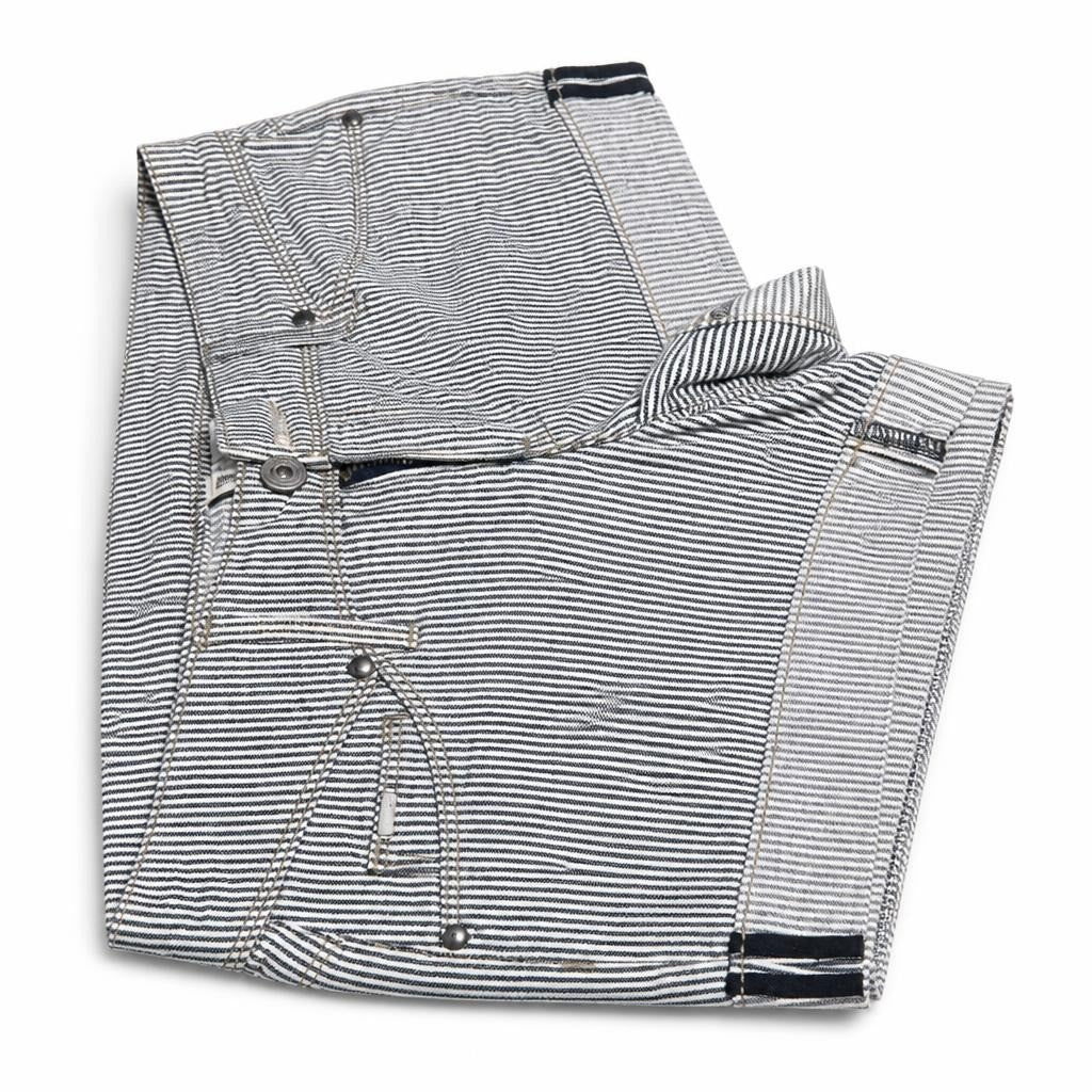 Striped denim jeans, black & white, unisex - second-hand at Why Go Less, Dekwaneh, Lebanon