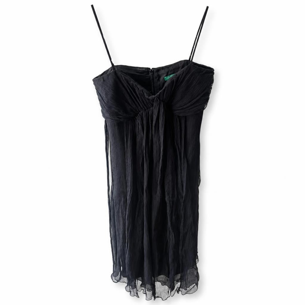 Black strapless pleated chiffon mini dress - second-hand at Why Go Less, Dekwaneh, Lebanon
