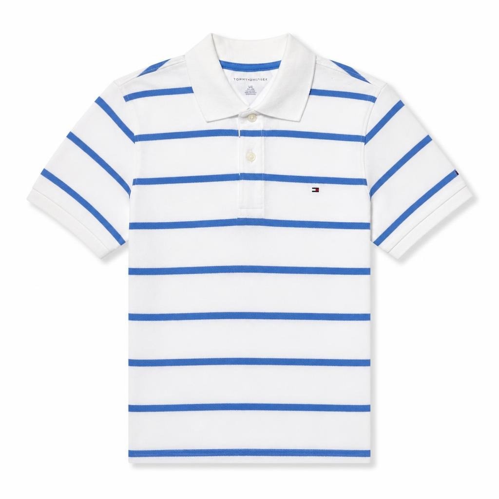 Tommy Hilfiger striped polo white/blue kids L(12-14) - second-hand at Why Go Less, Dekwaneh, Lebanon