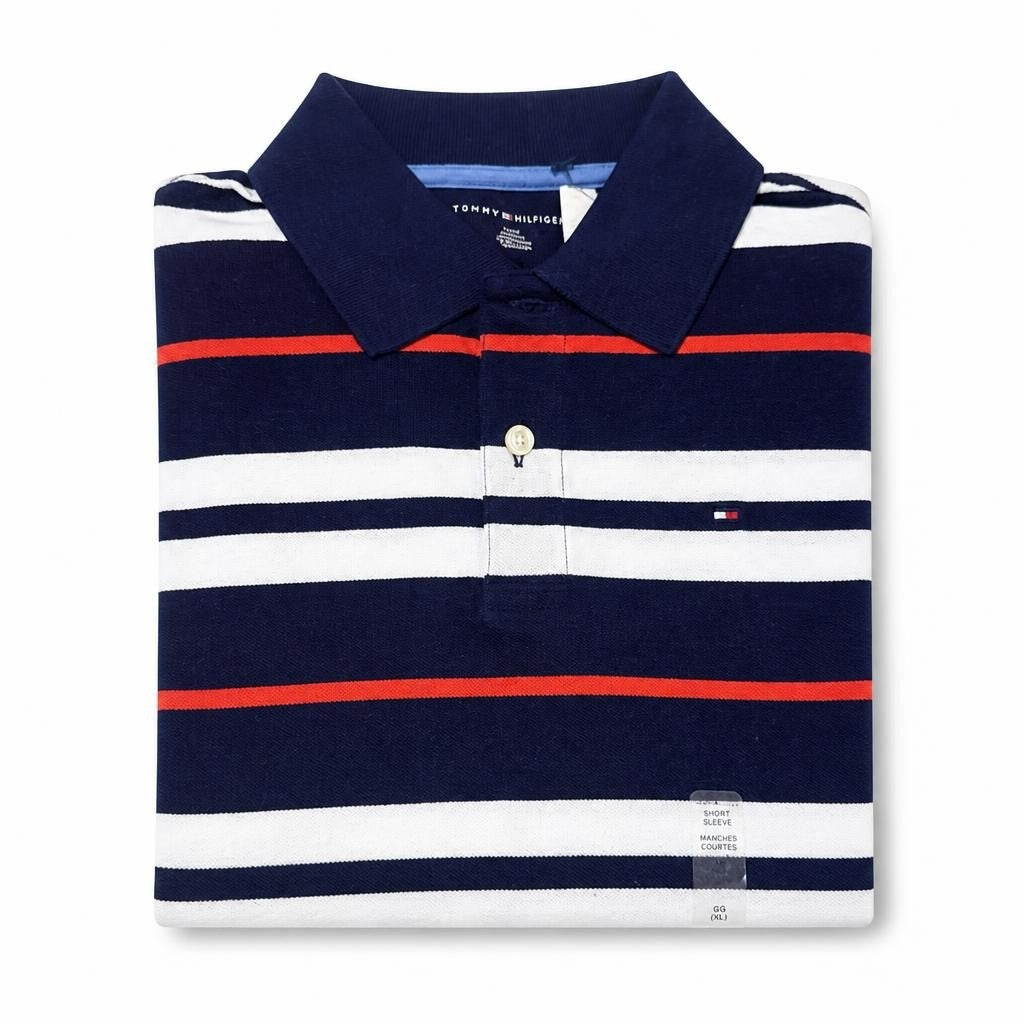 Tommy Hilfiger striped polo navy/red kids L(12-14) - second-hand at Why Go Less, Dekwaneh, Lebanon
