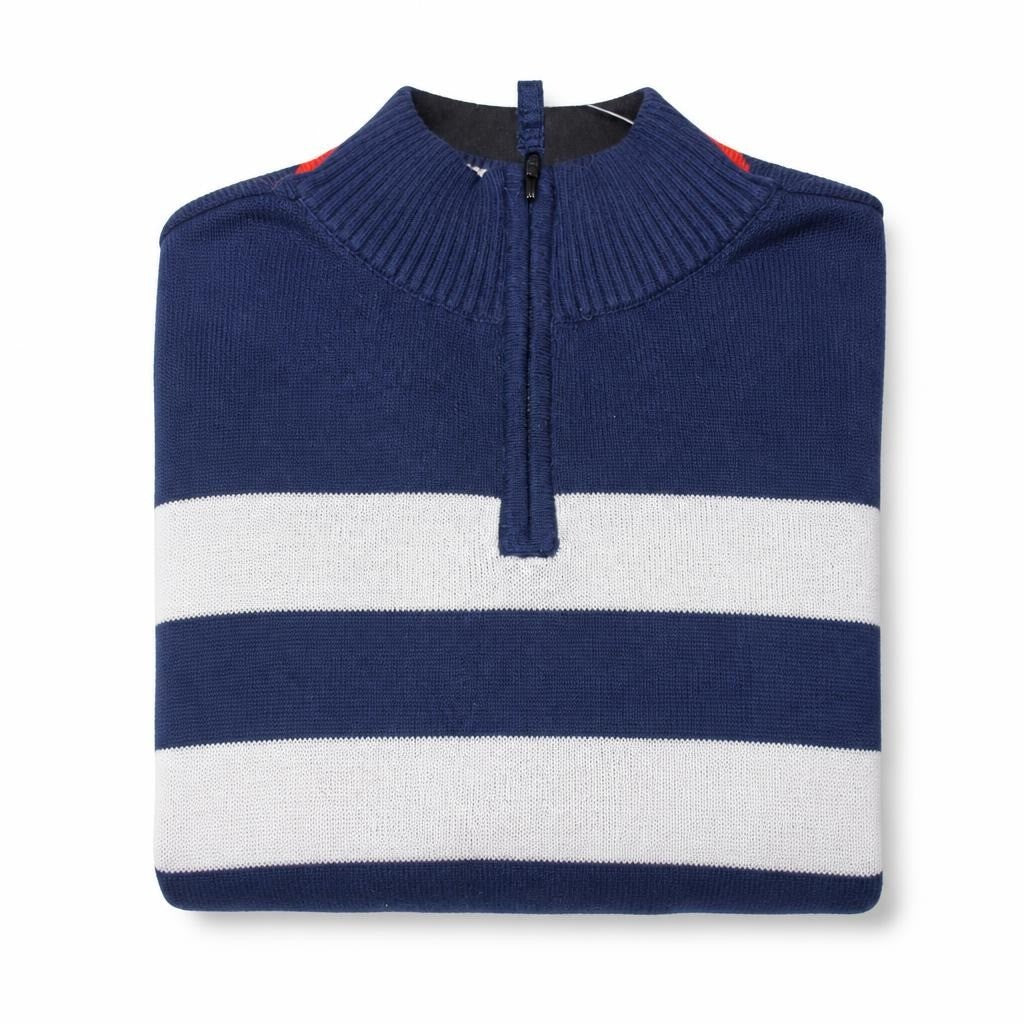 Navy/white striped quarter-zip knit sweater kids L(12-14) - second-hand at Why Go Less, Dekwaneh, Lebanon