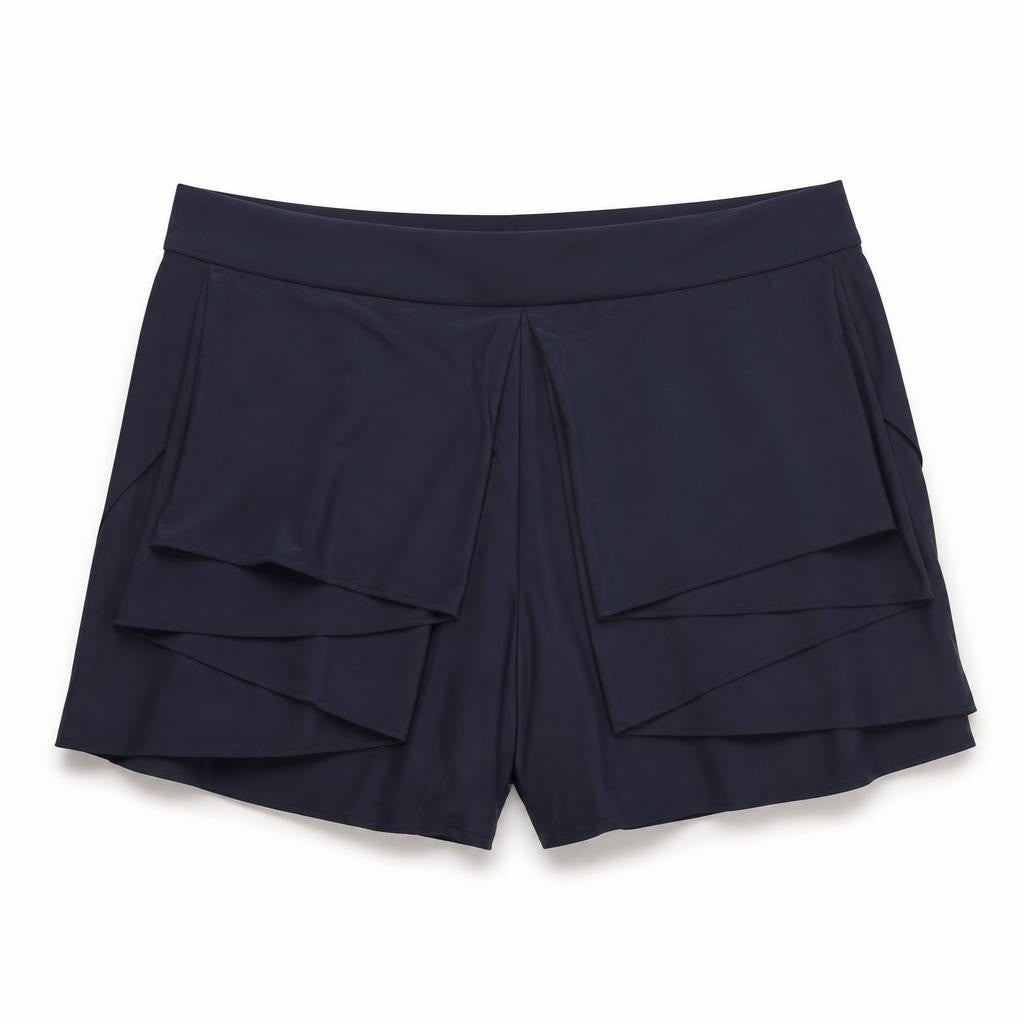 Navy tiered ruffle shorts, layered design - second-hand at Why Go Less, Dekwaneh, Lebanon