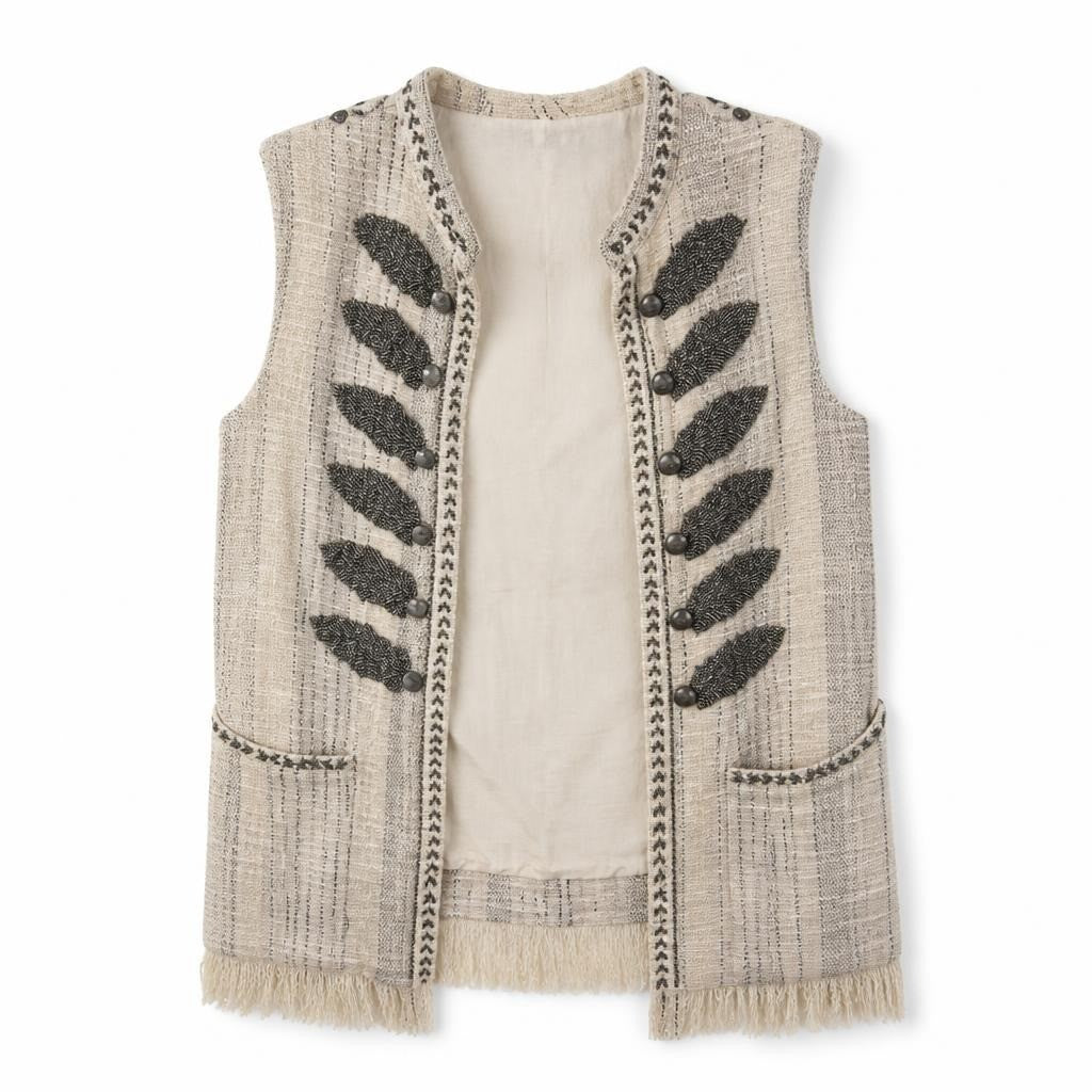 Zara Woman white beaded tweed sleeveless vest - second-hand at Why Go Less, Dekwaneh, Lebanon