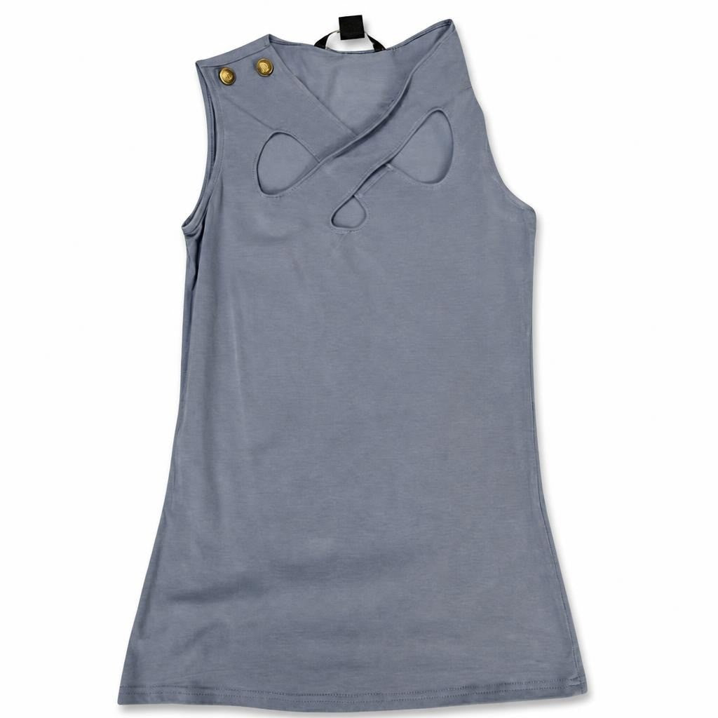 Armani Exchange Blue Sleeveless Cutout Top Size S - second-hand at Why Go Less, Dekwaneh, Lebanon