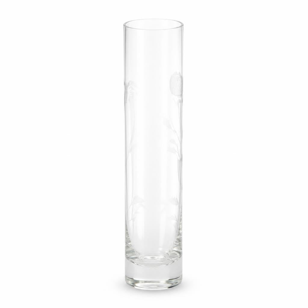 Clear glass cylinder bud vase, tall narrow - second-hand at Why Go Less, Dekwaneh, Lebanon