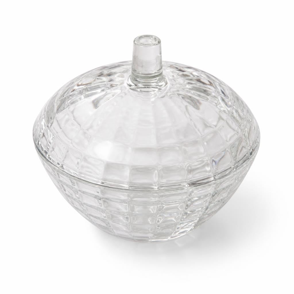 Crystal glass lidded candy jar diamond cut pattern - second-hand at Why Go Less, Dekwaneh, Lebanon