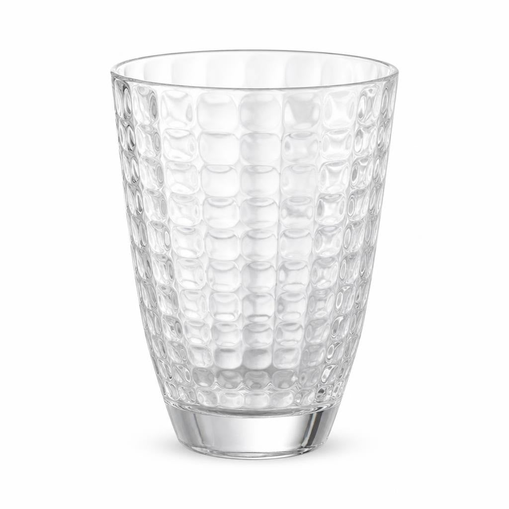 Clear textured glass vase, large cylindrical - second-hand at Why Go Less, Dekwaneh, Lebanon