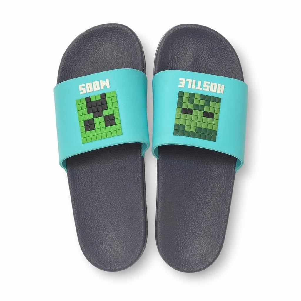Minecraft Hostile Mobs Slide Sandals Teal Kids size 7/8 - second-hand at Why Go Less, Dekwaneh, Lebanon