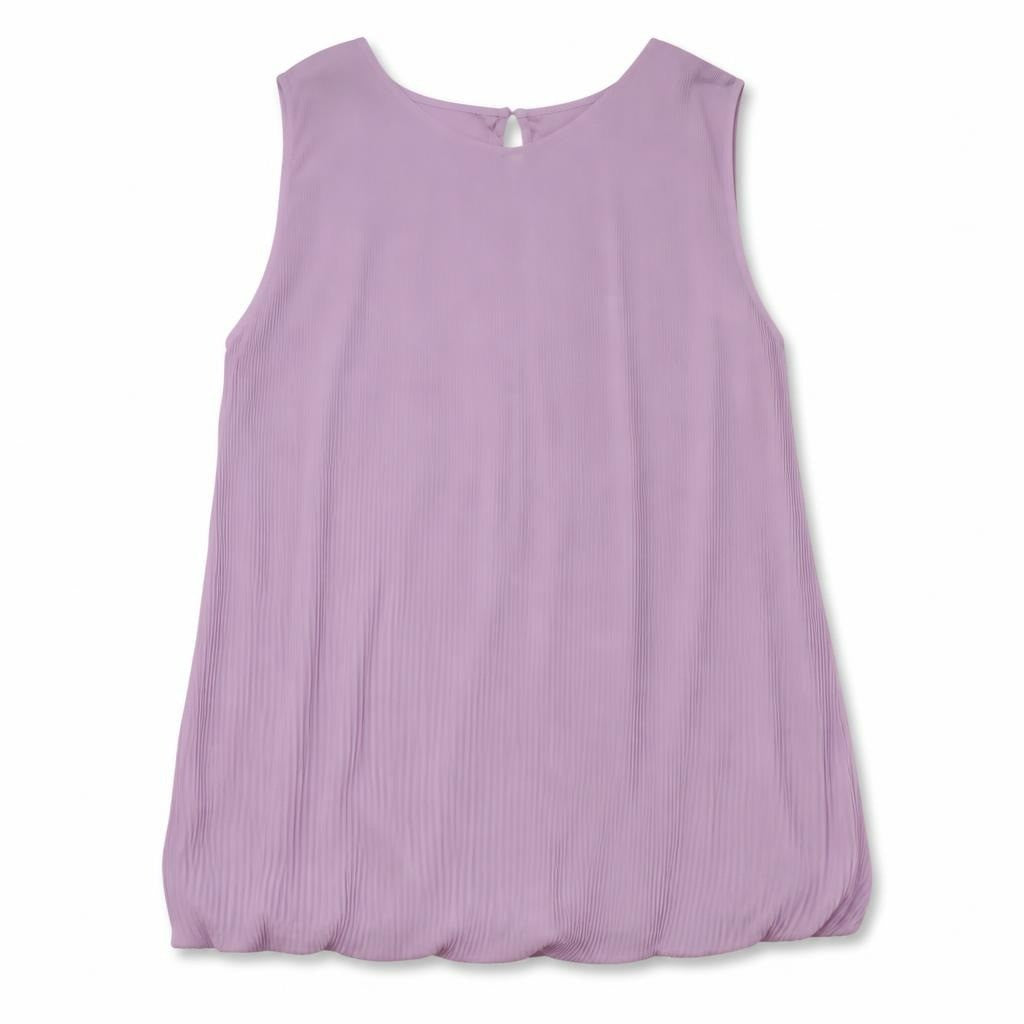 Lilac Pleated Sleeveless Top - white studio shot, second-hand at Why Go Less, Dekwaneh, Lebanon
