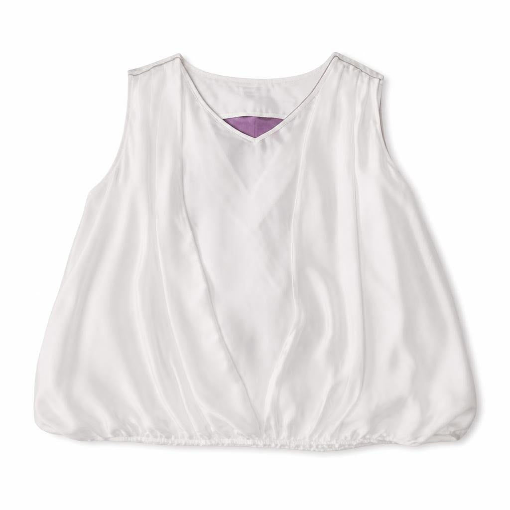 White Sleeveless Chiffon Blouse - white studio shot, second-hand at Why Go Less, Dekwaneh, Lebanon