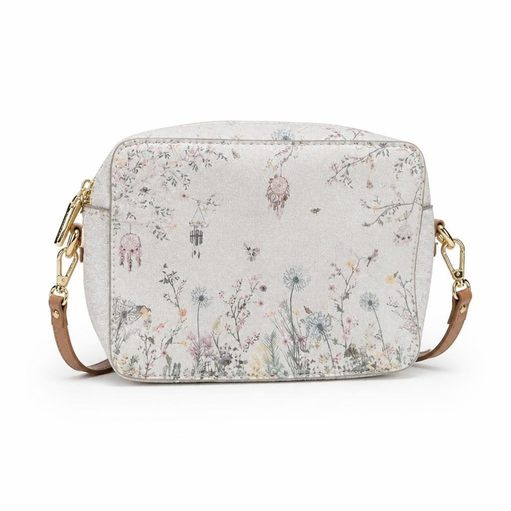 Floral Print Crossbody Camera Bag - white studio shot, second-hand at Why Go Less, Dekwaneh, Lebanon