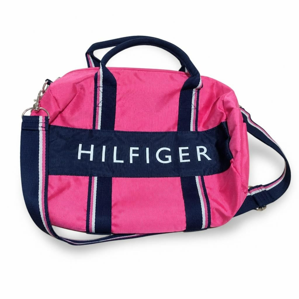 Tommy Hilfiger Pink Duffel / Gym Bag - white studio shot, second-hand at Why Go Less, Dekwaneh, Lebanon