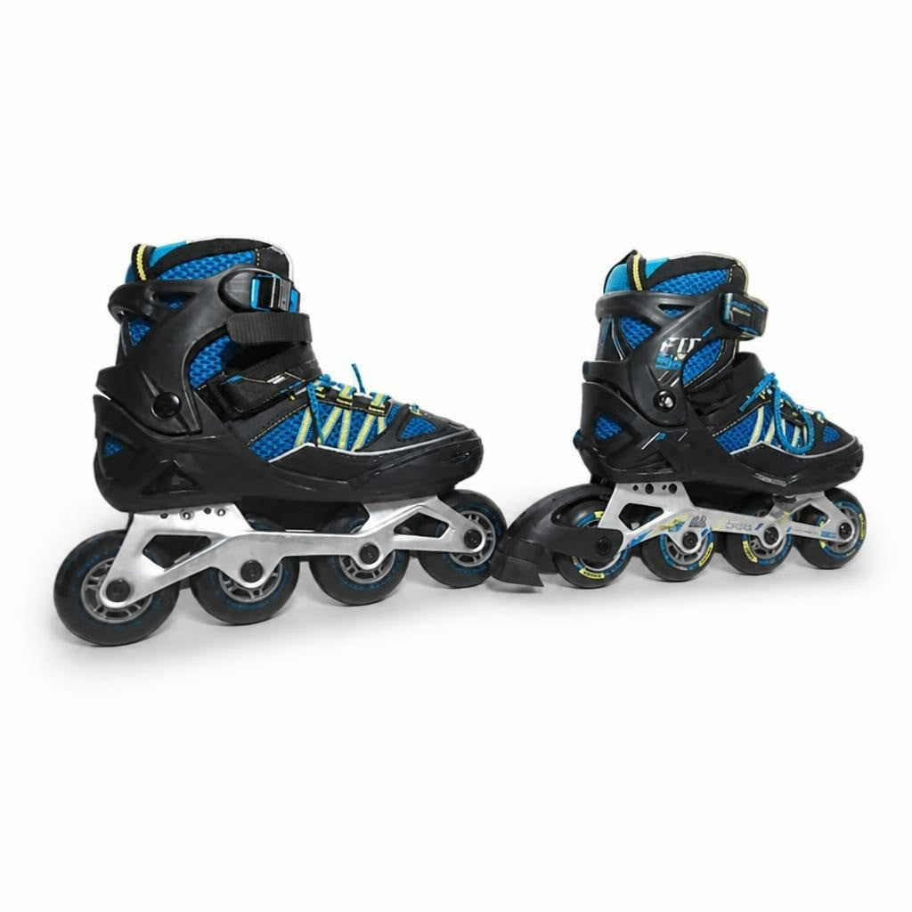 Adjustable Inline Skates (Blue/Black) - white studio shot, second-hand at Why Go Less, Dekwaneh, Lebanon