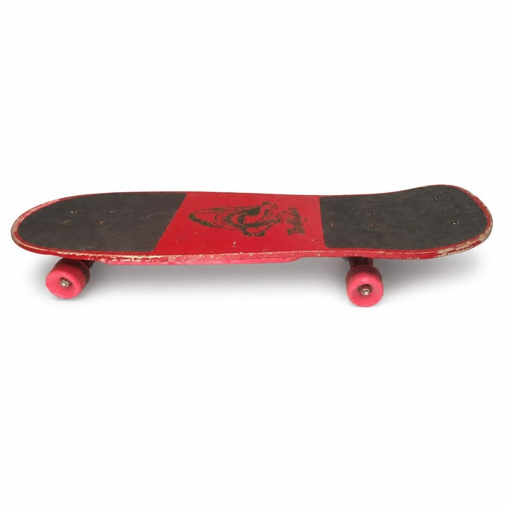 Red Wooden Cruiser Skateboard - white studio shot, second-hand at Why Go Less, Dekwaneh, Lebanon