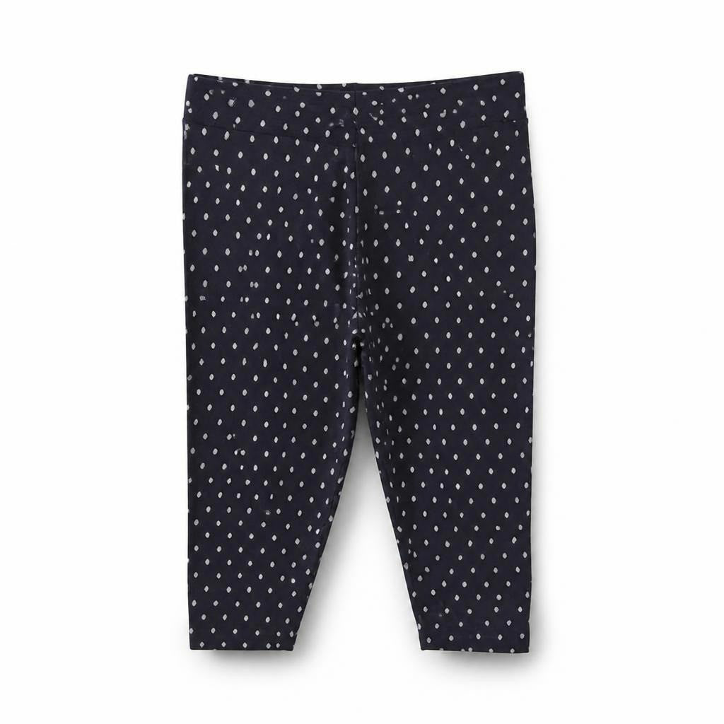 Black white polka dot harem/capri pants - white studio shot, second-hand at Why Go Less, Dekwaneh, Lebanon