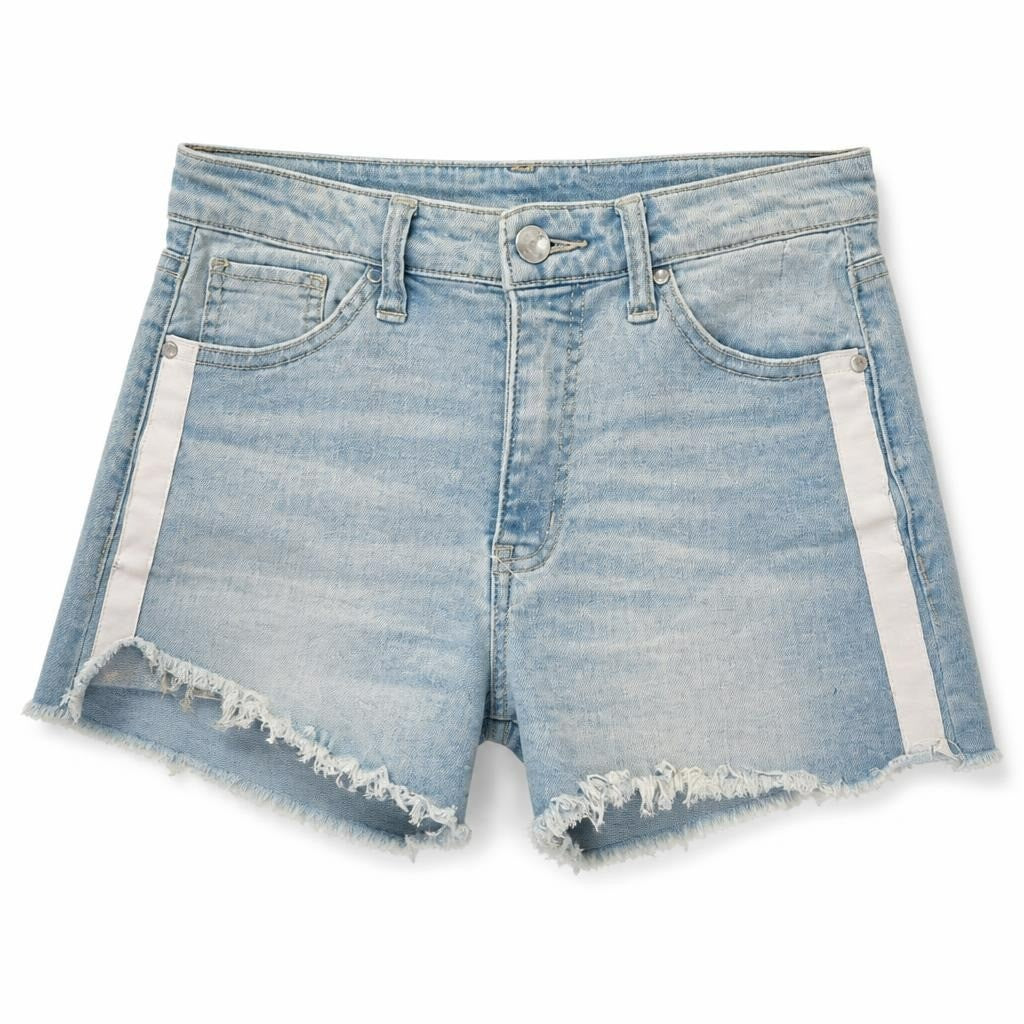 White Frayed Denim Shorts - white studio shot, second-hand at Why Go Less, Dekwaneh, Lebanon