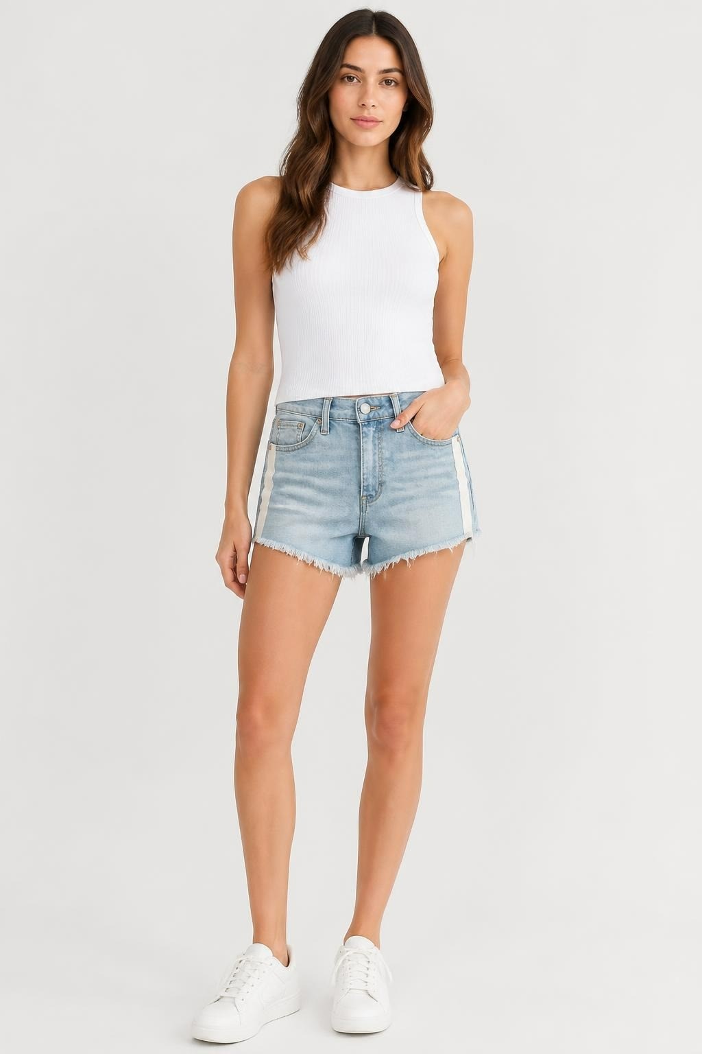 White Frayed Denim Shorts | Pre-Loved | Why Go Less