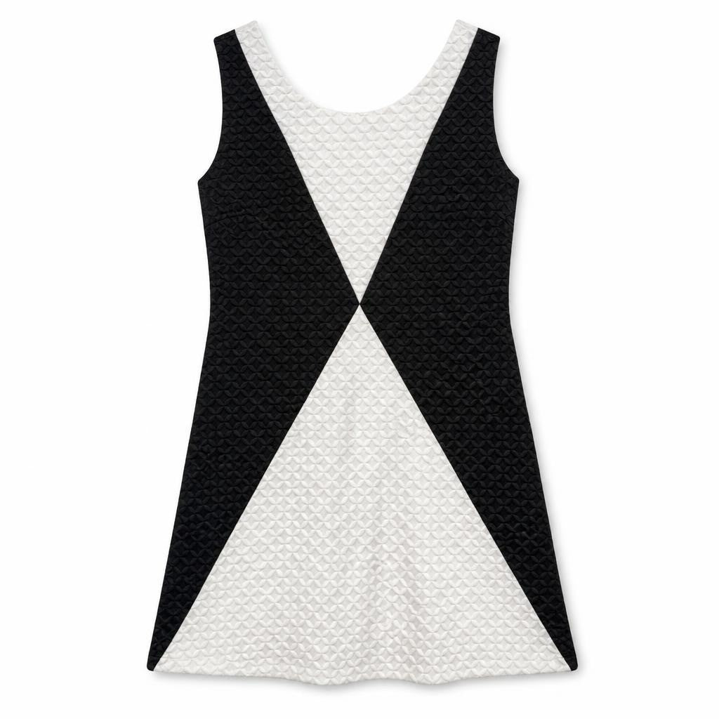 Black & White Colorblock Sleeveless Dress - white studio shot, second-hand at Why Go Less, Dekwaneh, Lebanon