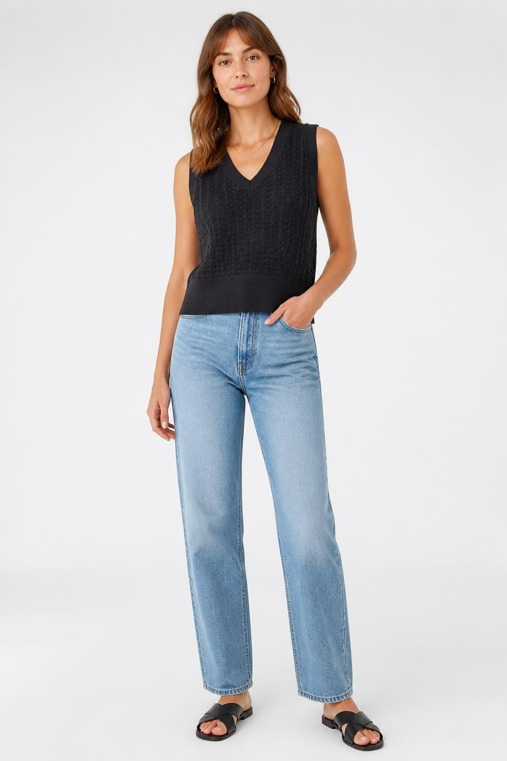 Black Ribbed Sleeveless Knit Top | Pre-Loved | Why Go Less