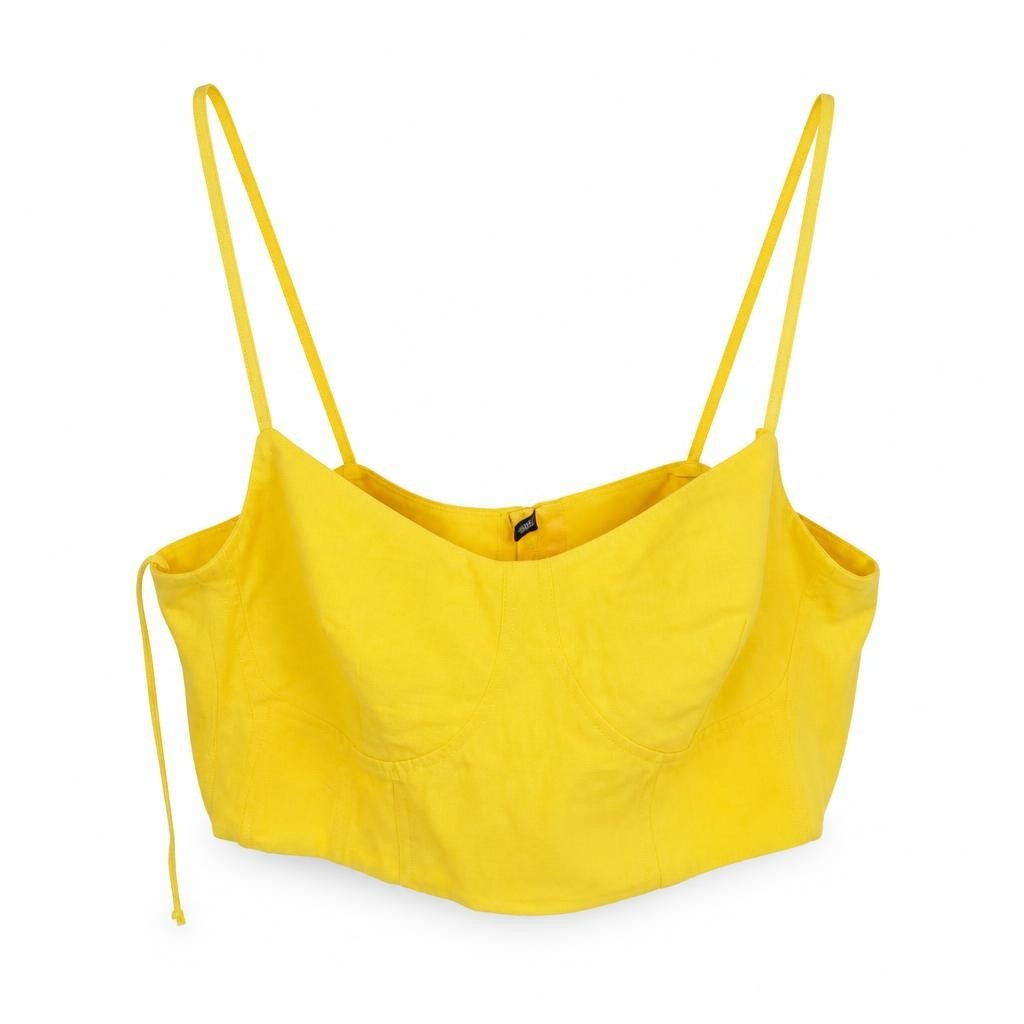 Lime Green Sleeveless Peplum Top - white studio shot, second-hand at Why Go Less, Dekwaneh, Lebanon