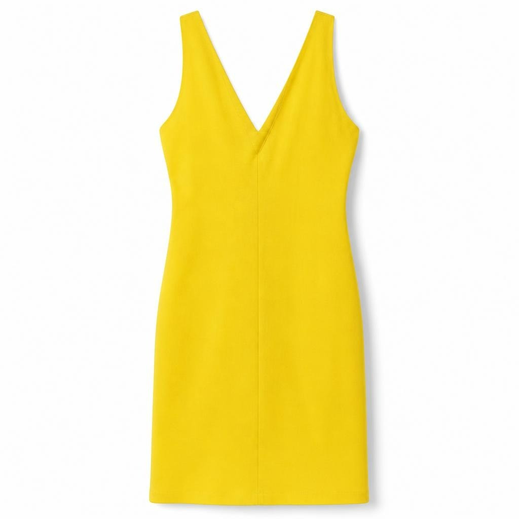 Yellow Sleeveless V-Neck Top - white studio shot, second-hand at Why Go Less, Dekwaneh, Lebanon