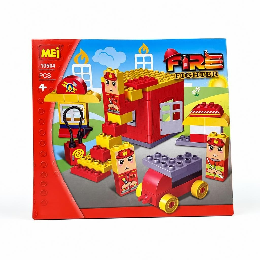 Omei Fire Fighter Building Blocks Set Kids - white studio shot, second-hand at Why Go Less, Dekwaneh, Lebanon