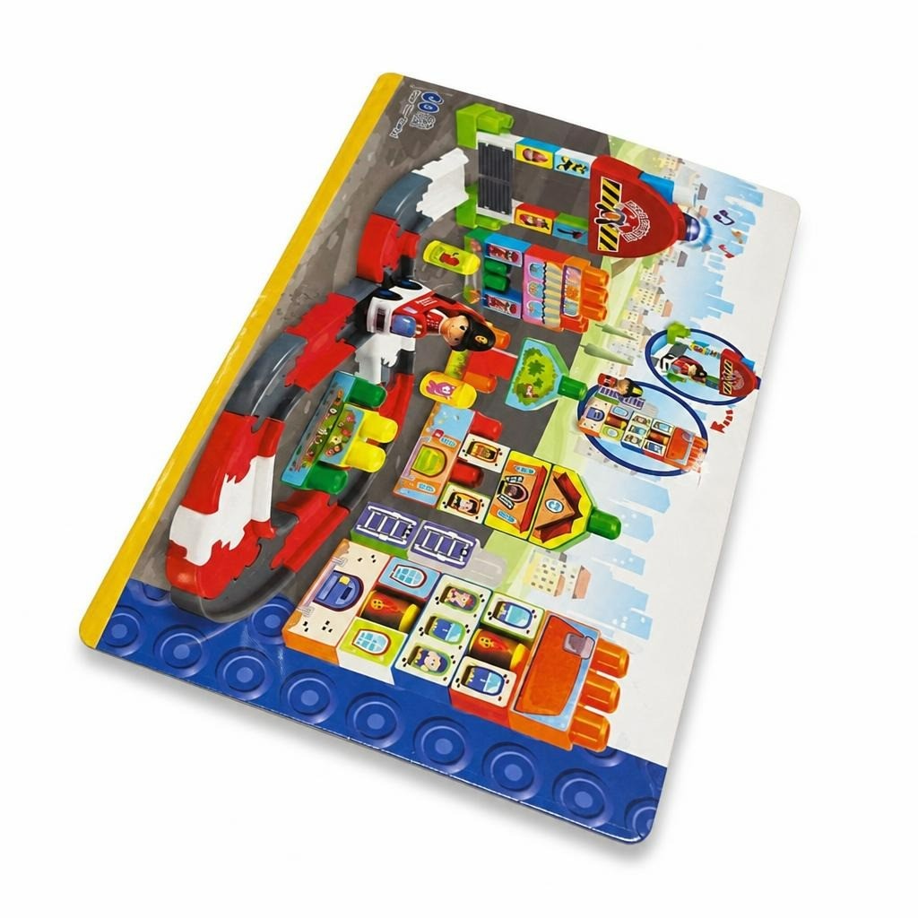 Kids Train Track Building Block Toy Set, Colorful - white studio shot, second-hand at Why Go Less, Dekwaneh, Lebanon