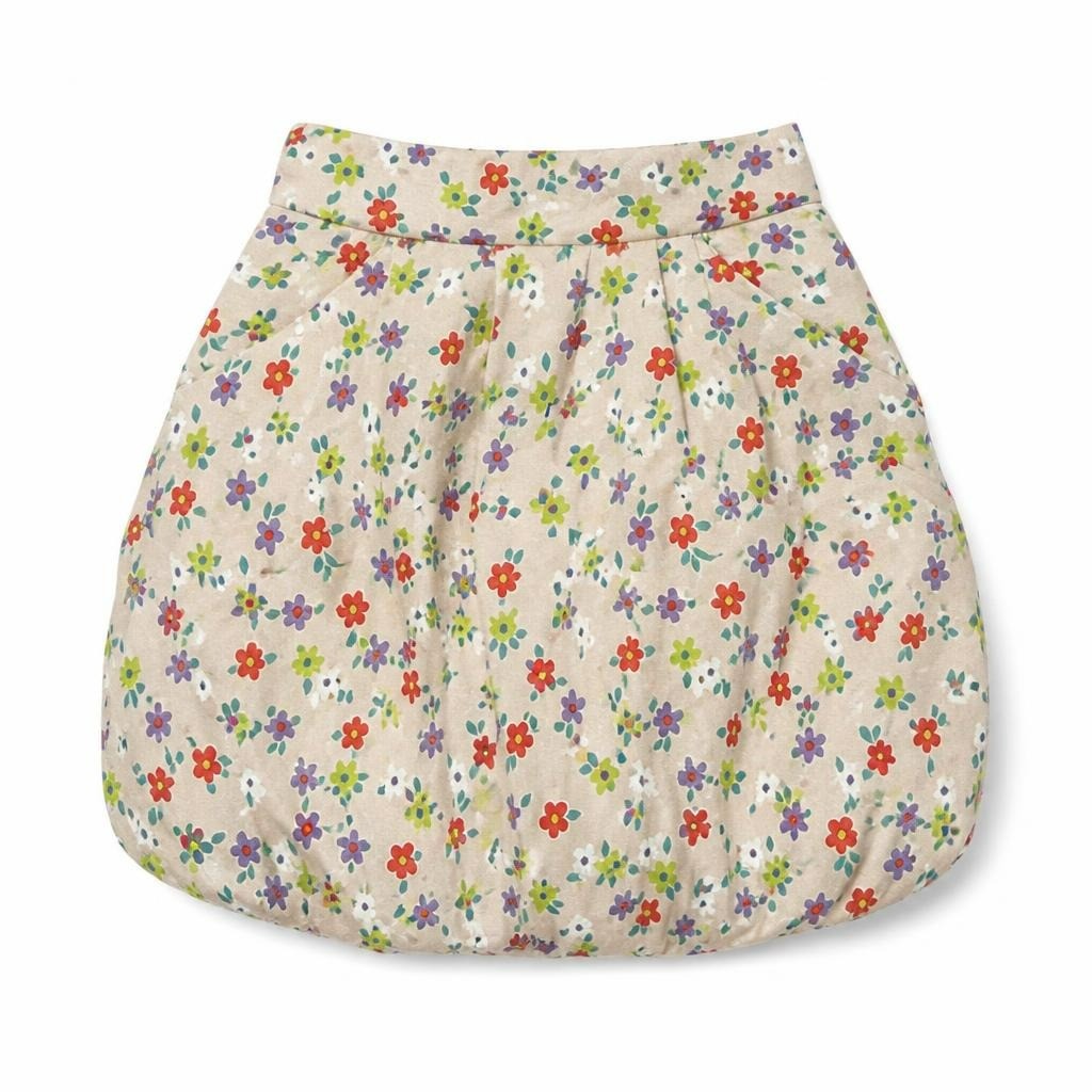 Ditsy floral skirt, peach multicolor, girls - white studio shot, second-hand at Why Go Less, Dekwaneh, Lebanon
