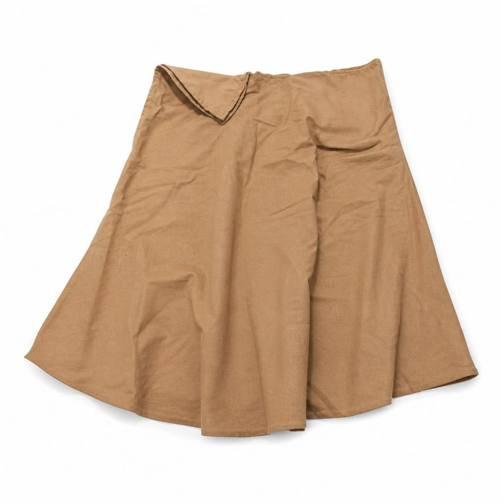 Brown camel wrap top size S, new with tag - white studio shot, second-hand at Why Go Less, Dekwaneh, Lebanon