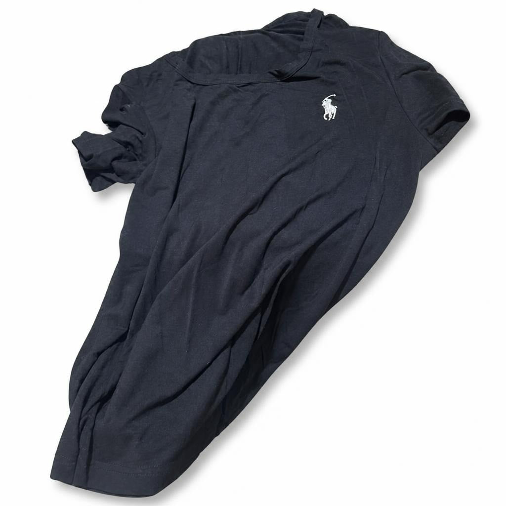 Polo Ralph Lauren navy long-sleeve tee - white studio shot, second-hand at Why Go Less, Dekwaneh, Lebanon