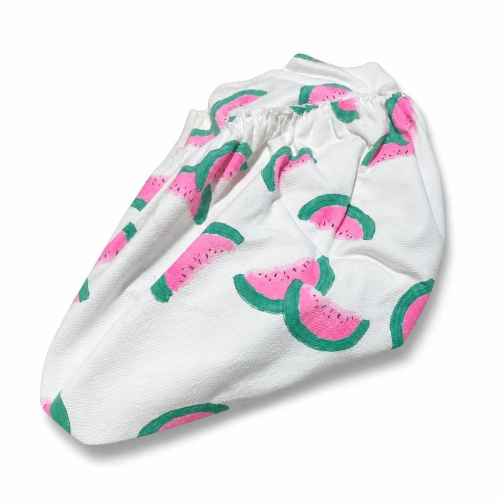 White watermelon print kids dress - white studio shot, second-hand at Why Go Less, Dekwaneh, Lebanon