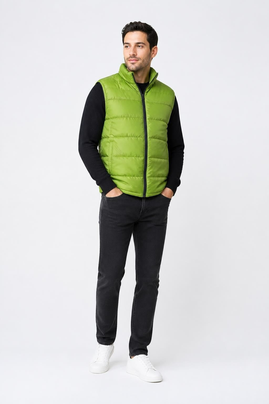 Lime Green Zip-Up Puffer Vest | Pre-Loved | Why Go Less