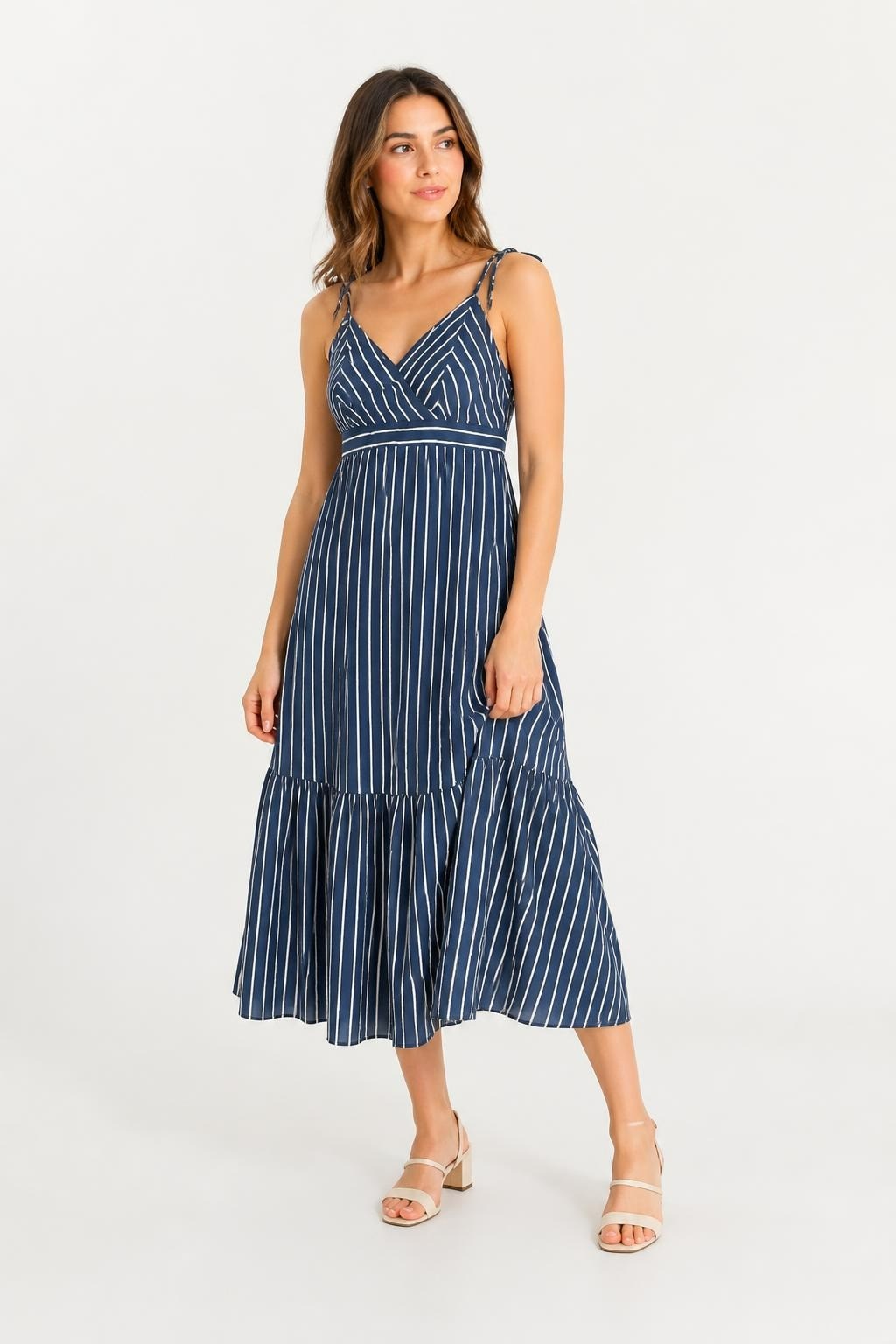 White & Blue Tiered Dress | Pre-Loved | Why Go Less