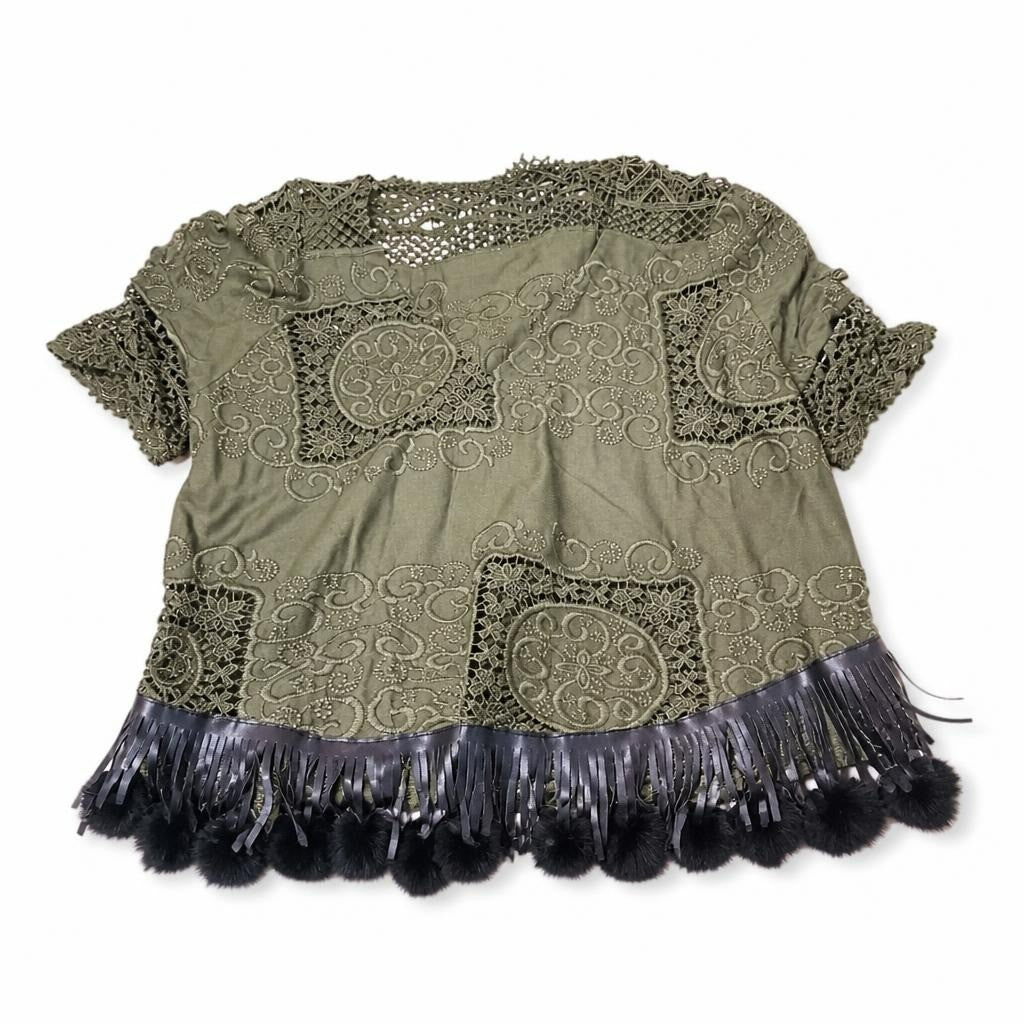 Dark green with leather top - white studio shot, second-hand at Why Go Less, Dekwaneh, Lebanon