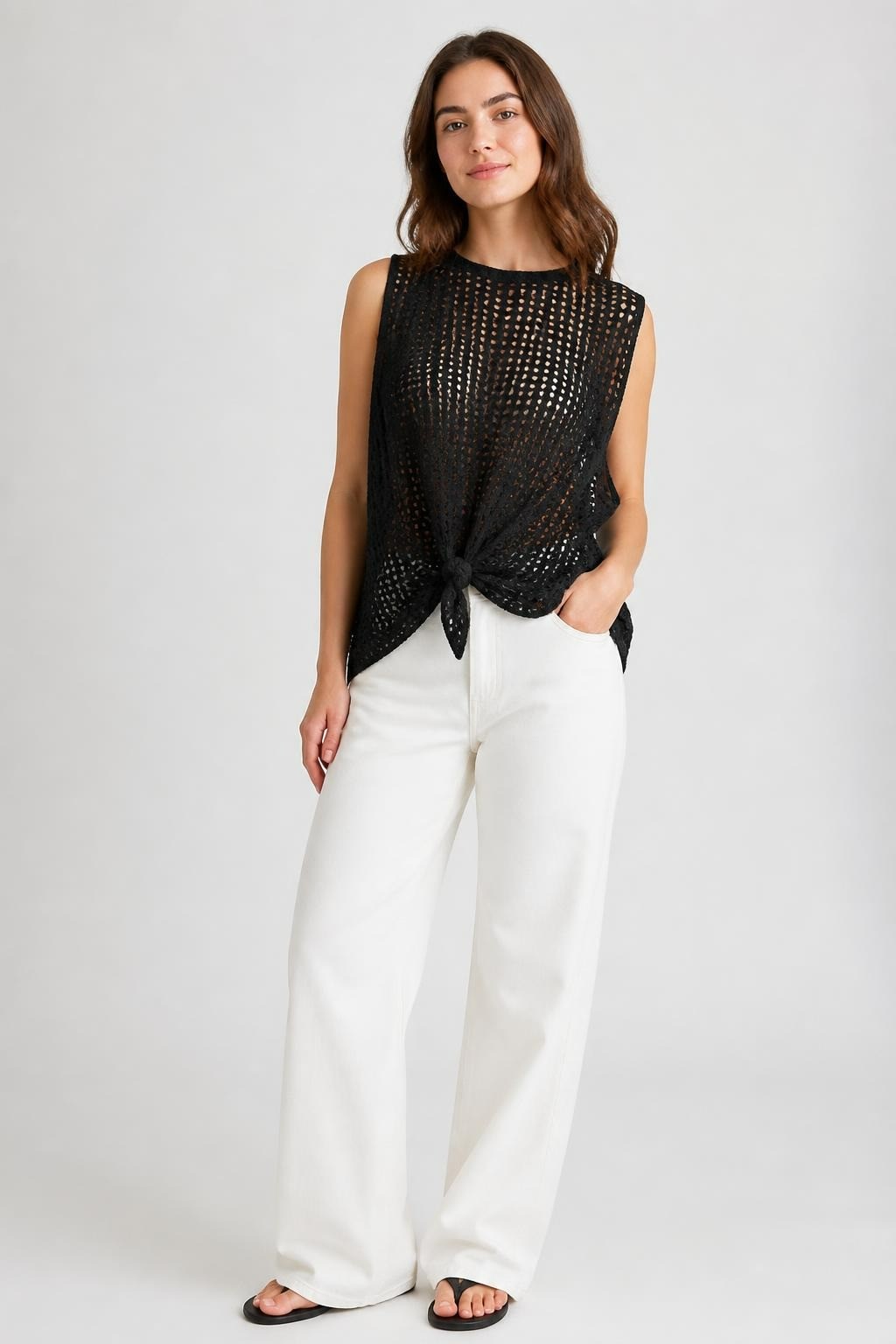 Haut en maille au crochet noir | Seconde main | Pourquoi faire moins bien-1