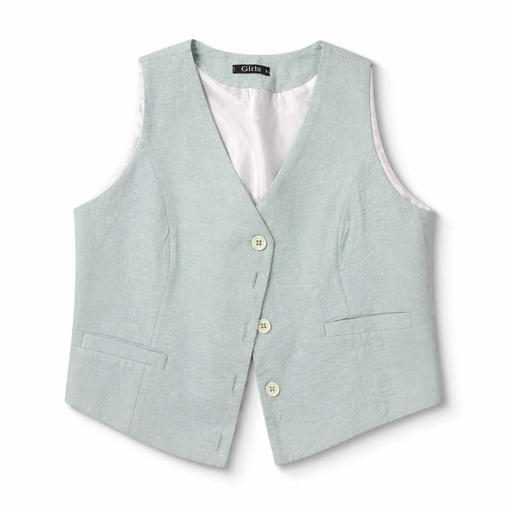 Mint cropped vest - white studio shot, second-hand at Why Go Less, Dekwaneh, Lebanon