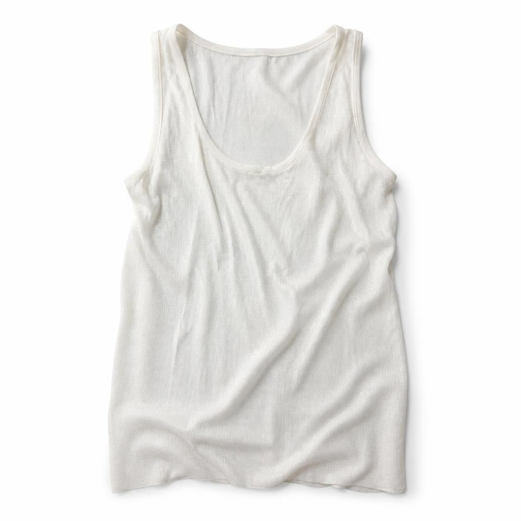 White Etincelle knit tank - white studio shot, second-hand at Why Go Less, Dekwaneh, Lebanon