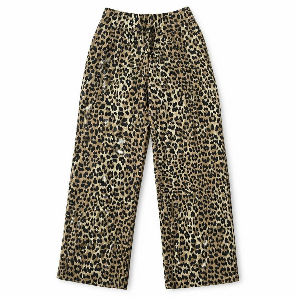 Leopard print pants - white studio shot, second-hand at Why Go Less, Dekwaneh, Lebanon