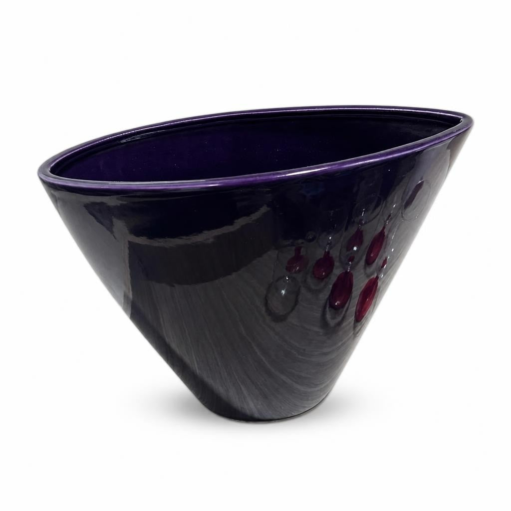 Purple decorative bucket / planter - white studio shot, second-hand at Why Go Less, Dekwaneh, Lebanon