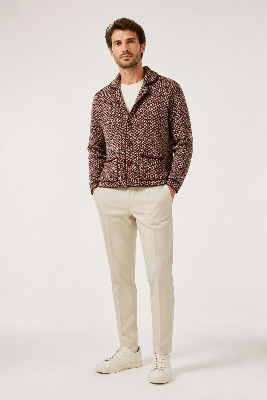 Blazer Amélie et Amélie à motif tweed bordeaux-1