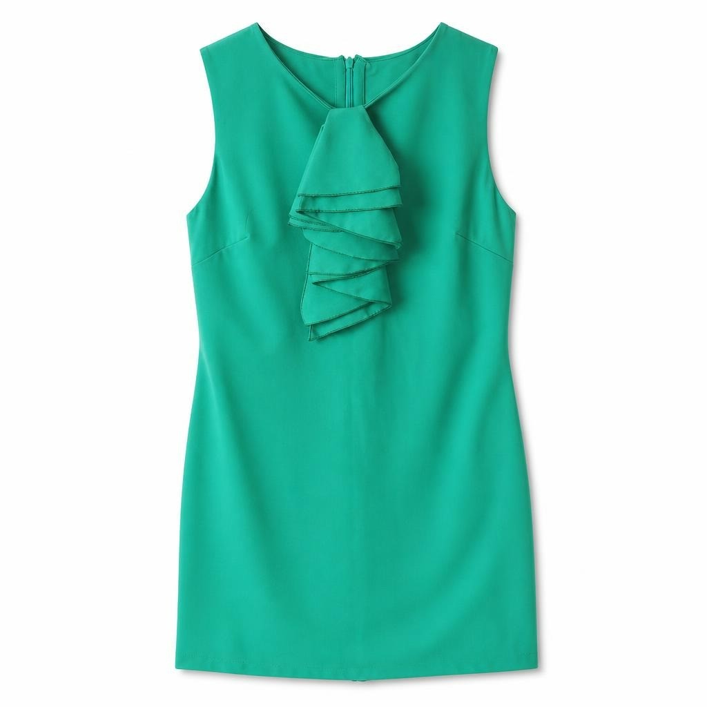 Mint green sleeveless ruffle-front mini dress - white studio shot, second-hand at Why Go Less, Dekwaneh, Lebanon