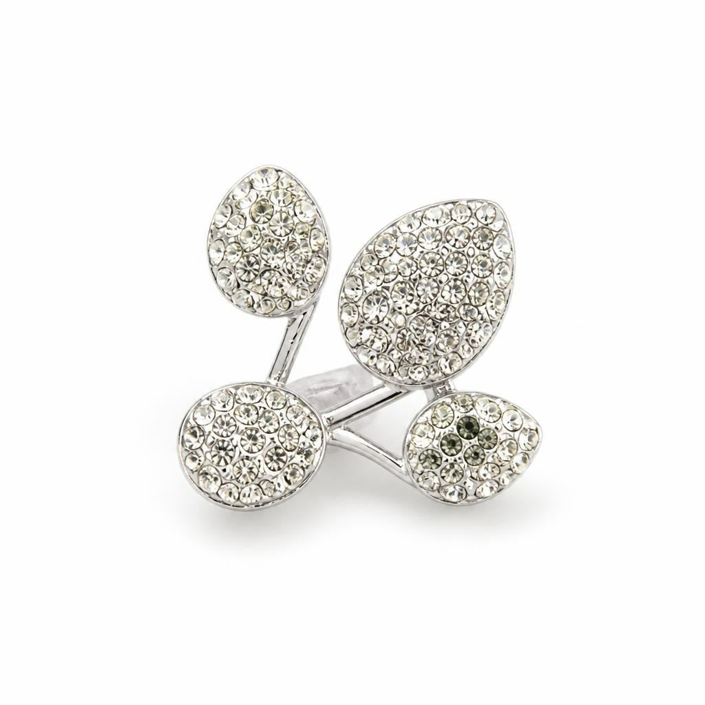 Crystal Rhinestone Petal Cluster Ring, Silver Tone | Pre-Loved | Why Go Less-1