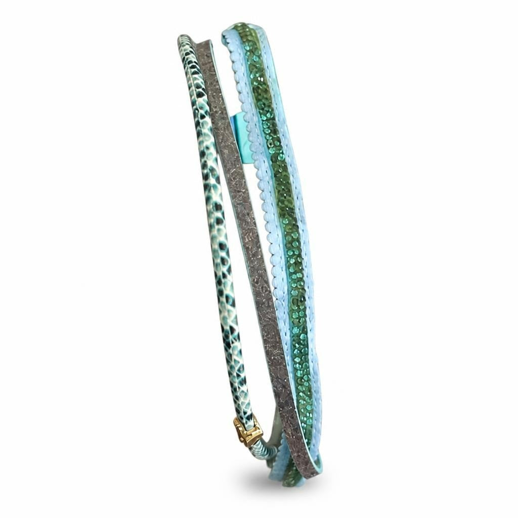 Teal Blue Multi-Strand Thin Bracelet Set | Pre-Loved | Why Go Less