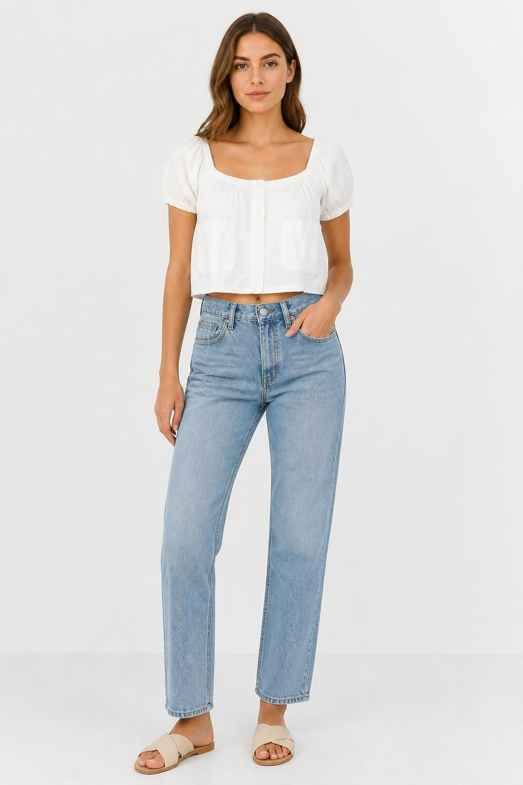 Harley's White Ruffled Cotton Crop Top | Pre-Loved | Why Go Less-1