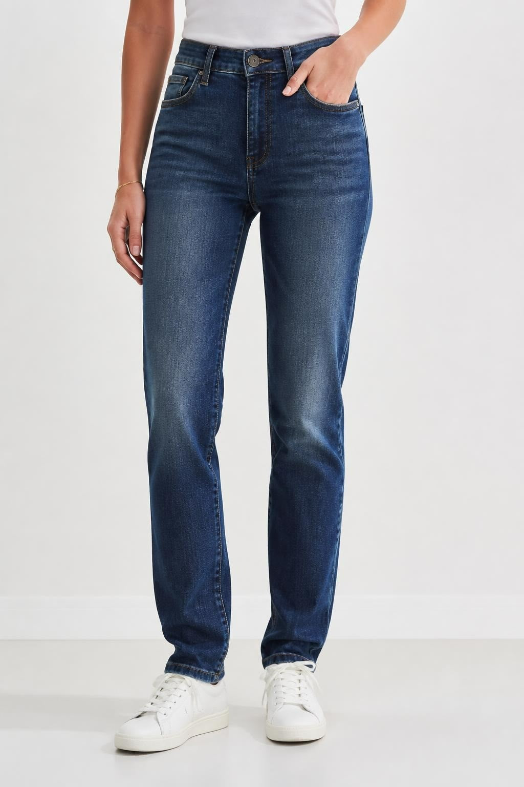 Dark Blue Washed Slim-Fit Denim Jeans | Pre-Loved | Why Go Less