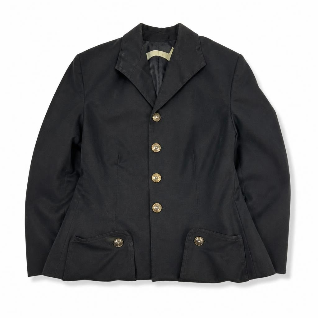 Dark Navy Military-Style Blazer Jacket - white studio shot, second-hand at Why Go Less, Dekwaneh, Lebanon