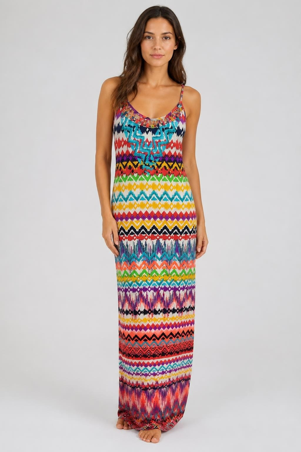 Robe longue imprimé zigzag coloré, Multicolore | Seconde main | Pourquoi se priver-1